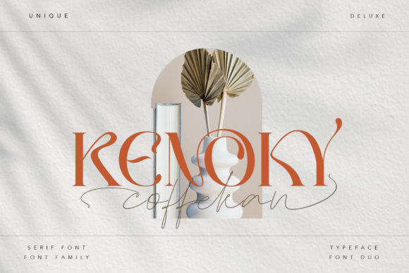 Kenoky Coffekan: A Luxurious Serif and Script Font for Makers